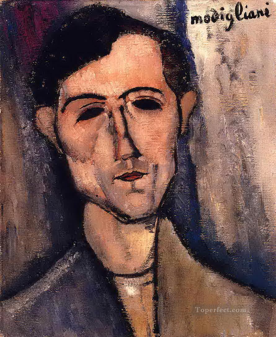 詩人アメデオ・モディリアーニの男性の頭の肖像画油絵